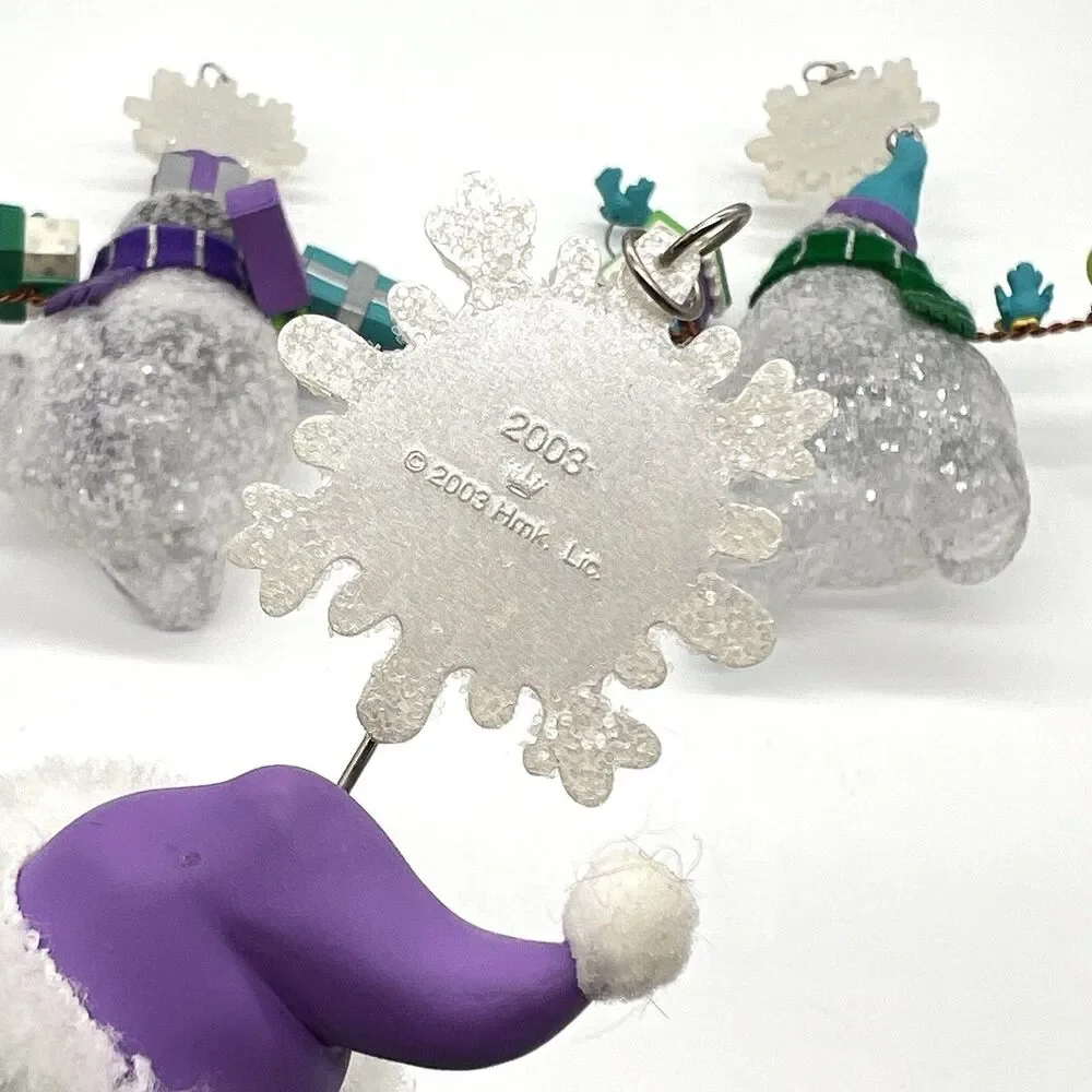 VTG Hallmark Keepsake 2003 Snowmans Land Christmas Ornament Set Glitter Clear x3